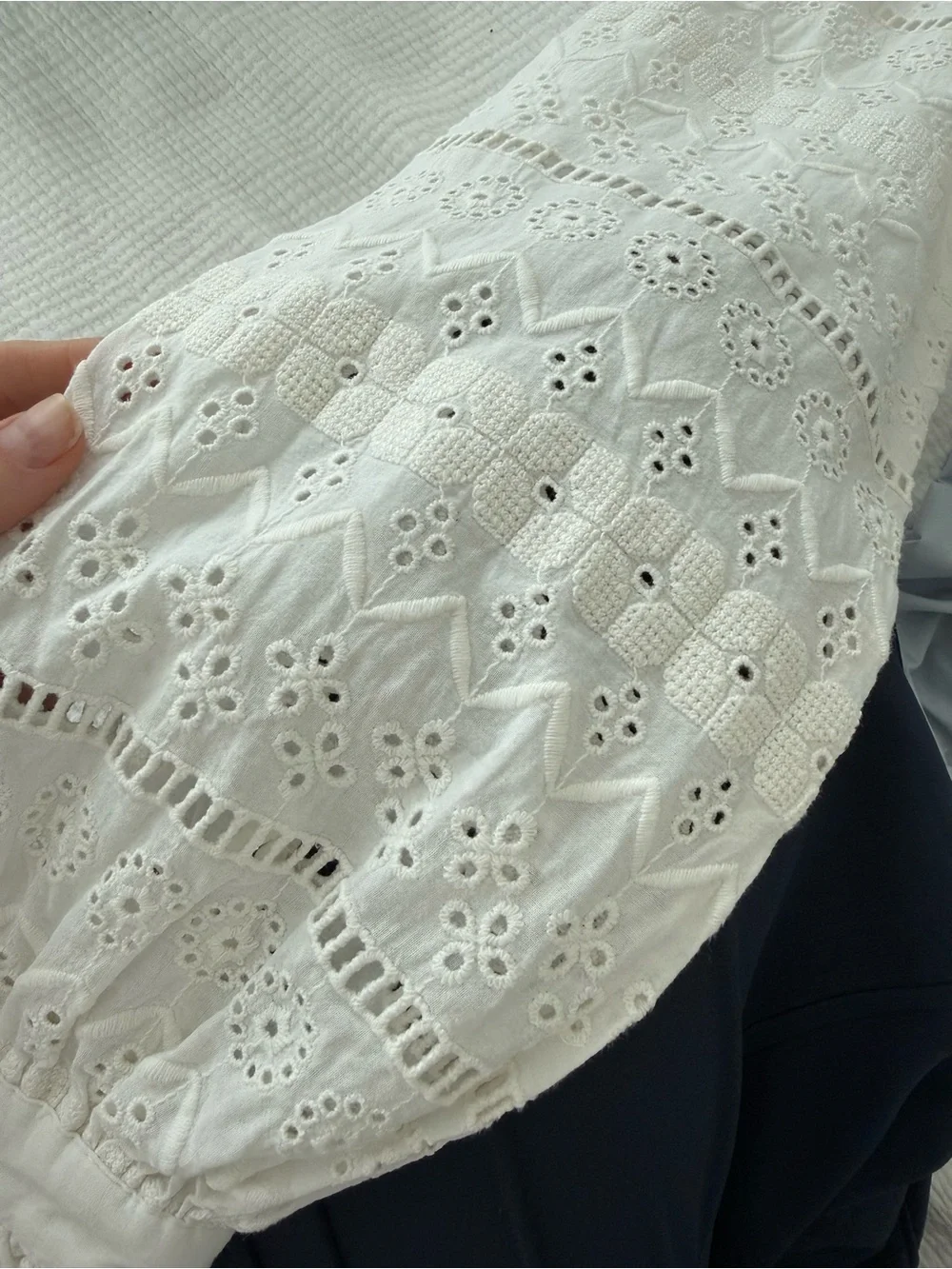 Sezane Inspired Zara Premium White Eyelet Lace Blouse S